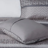 6-Piece Reversible Jacquard Quilt Set with Throw Pillows – Grey & Taupe King/Cal King | Elegant Reversible Bedding Set for Modern Bedrooms