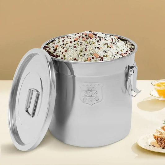 21 L Stainless Steel Large Capacity Food Storage Bin – Airtight Rice & Grain Container with Silicone Seal & Lock Clips