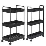 2-Pack 3-Tier Slim Storage Cart – Utility/Rolling Organiser for Bathroom, Laundry or Kitchen