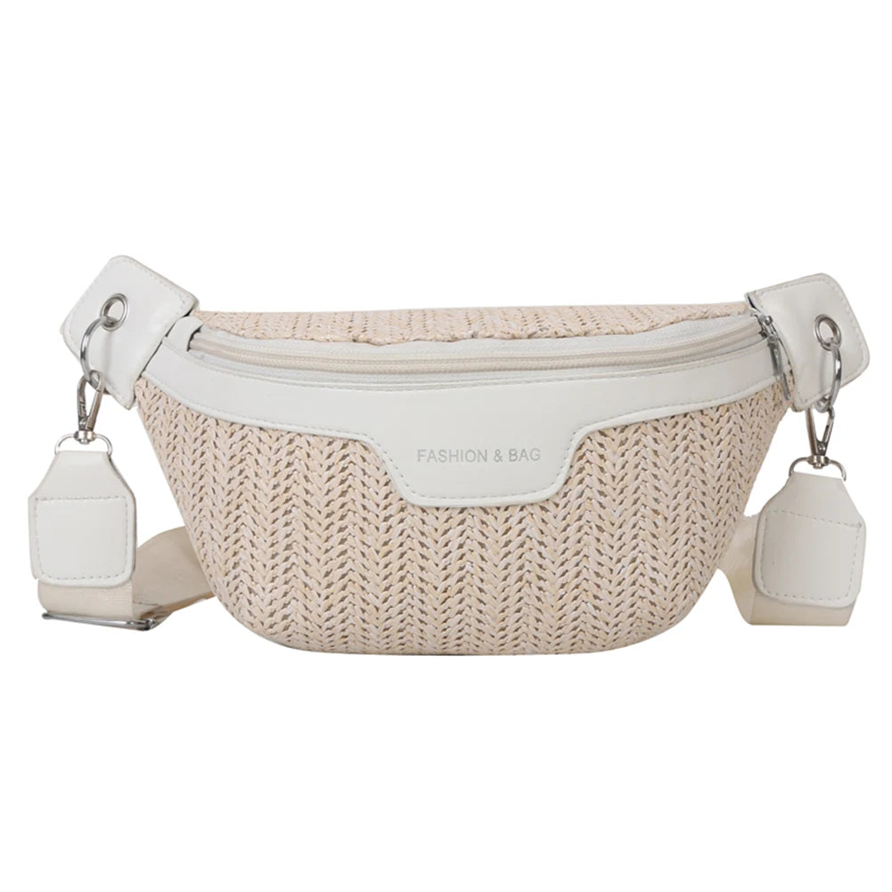 Women’s Summer Straw Shoulder Bag — Lightweight Breathable Messenger Tote with Wide Strap for Beach & Travel