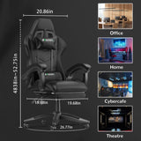 Ergonomic Gaming Chair with Footrest – Racing Style Computer Chair with Lumbar Support, Adjustable Height, Reclining Back & Headrest