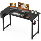 1- Product Title: Sleek Compact Computer Desk with Side Storage Bag & Headphone Hook