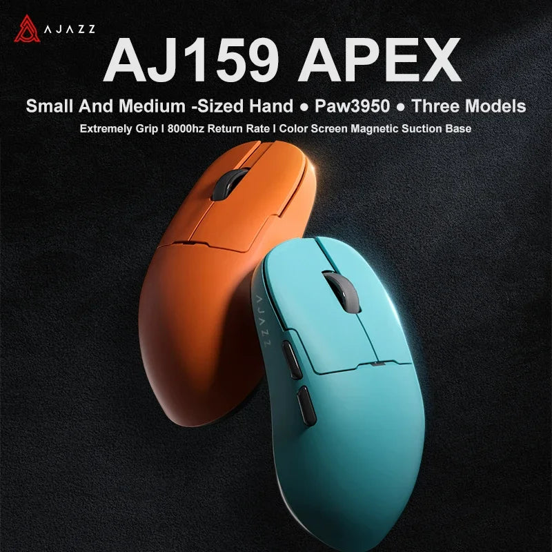 AJ159 Apex Wireless Gaming Mouse – 58g Lightweight, 42,000 DPI PAW3950/3395 Sensor, Tri-Mode Bluetooth/2.4G/Wired