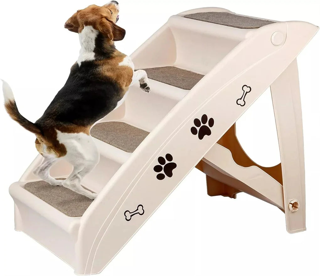 Foldable Dog Ramp & Stairs – Portable Pet Steps for Cars, Beds & Sofas with Non-Slip Surface and Lightweight Design