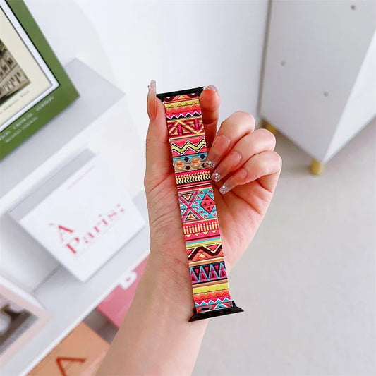 Metal Bohemia Apple Watch Strap – Solo Loop Elastic Bracelet Band for Ultra, SE & Series 3–8 (38/40/41/42/44/45/49mm)