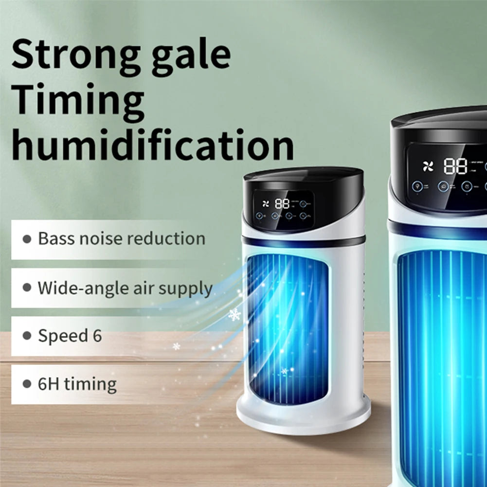 3-in-1 Quiet Cooling Desk Fan – Portable Mini Air Cooler with Water Conditioning & 6 Speed Modes for Home & Office
