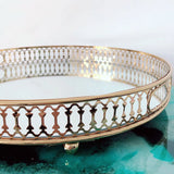Decorative Metal & Glass Tray – Vintage Mirrored Storage Tray for Jewelry, Perfume & Home Décor