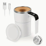 Rechargeable Automatic Coffee Mixer Cup – Stainless Steel Electric Stirrer with Temperature Display & USB Charging