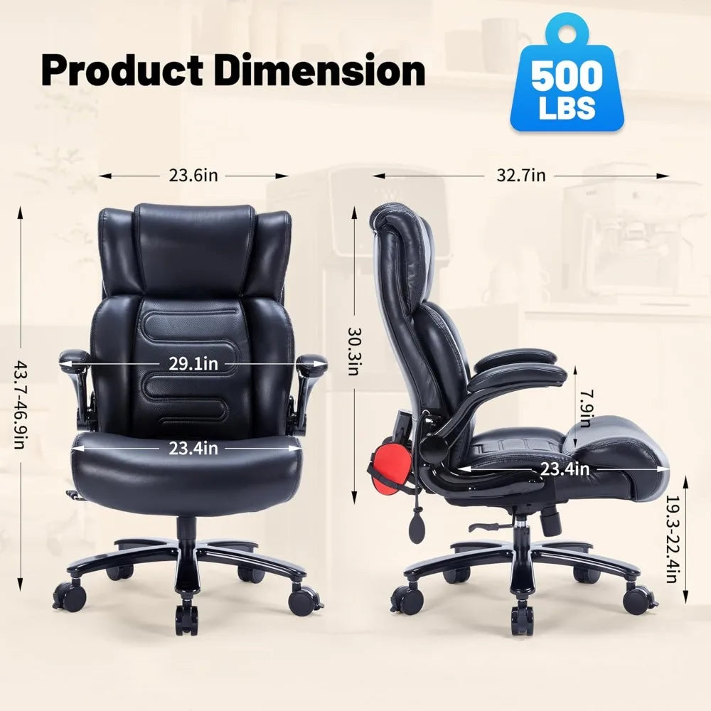 💺 Executive High-Back Desk Chair – Big & Tall Office Chair with Thigh Exerciser & Adjustable Lumbar Support