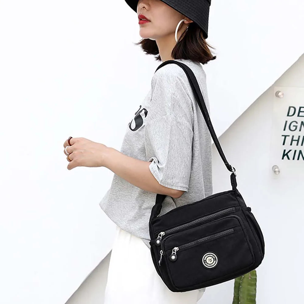 Women’s Nylon Waterproof Crossbody Bag — Multi-Pocket Travel Messenger & Shoulder Purse