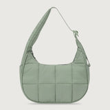 Women’s Quilted Nylon Puffer Crescent Shoulder Bag – Adjustable Strap Crossbody Style