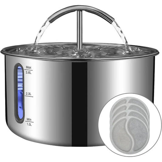Cat Water Fountain – Large Capacity 3.6L Stainless Steel Automatic Pet Water Dispenser for Cats & Dogs 🐾💧