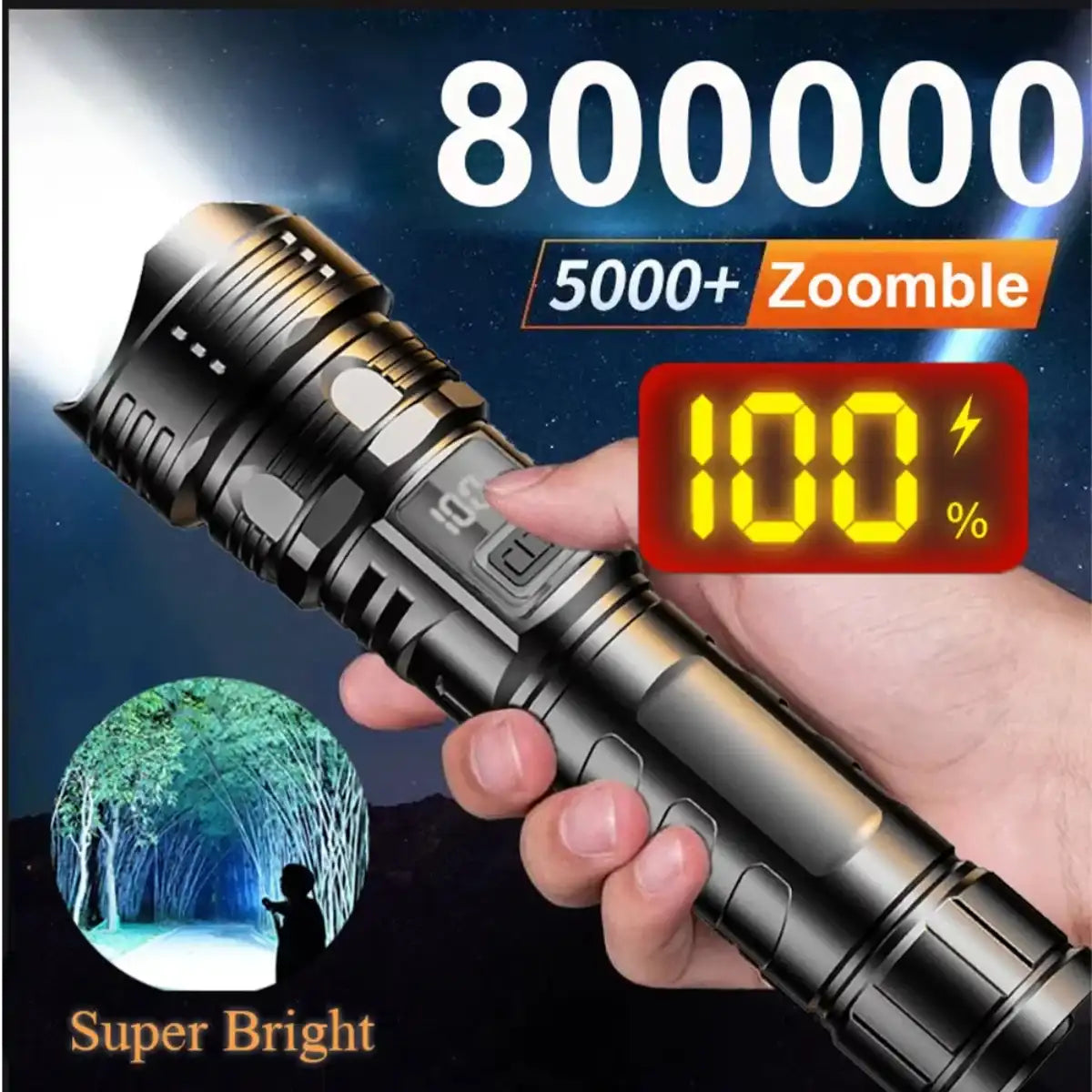 USB-Rechargeable High Power LED Flashlight – Portable Torch for Camping, Hiking, Emergency Survival