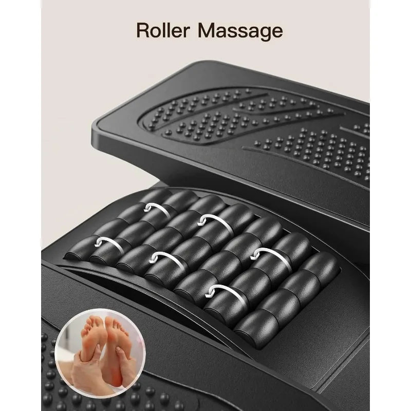 🦶 Adjustable Ergonomic Foot Rest Under Desk – Massage Texture & Roller Support for Office Work or Gaming