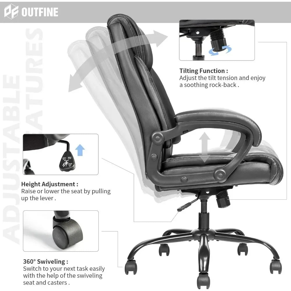 💺 Executive Office Chair – Ergonomic Computer Desk Chair with Hydrolysis-Resistant Leather & Spring Cushion Support