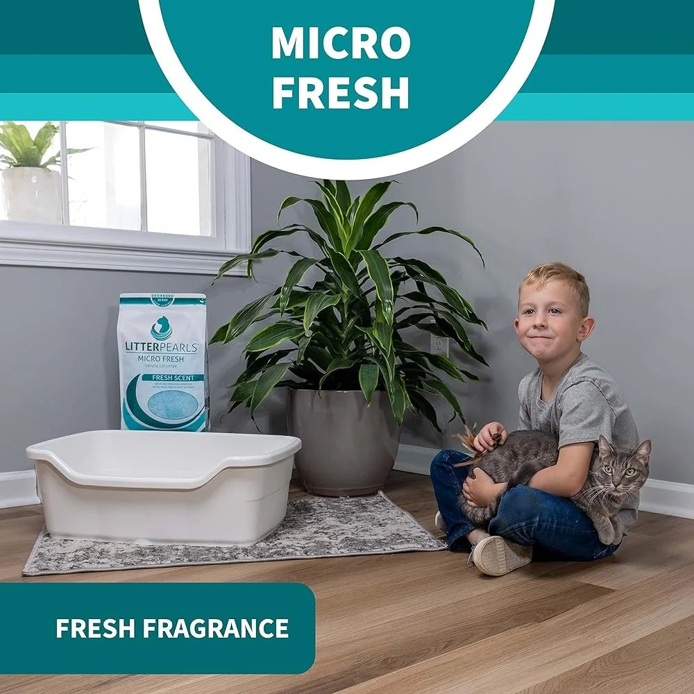 Micro Fresh Scented Crystal Cat Litter – Non-Clumping, OdorBond 30-Day Odor Control, Ultra-Absorbent & Soft Paw Comfort