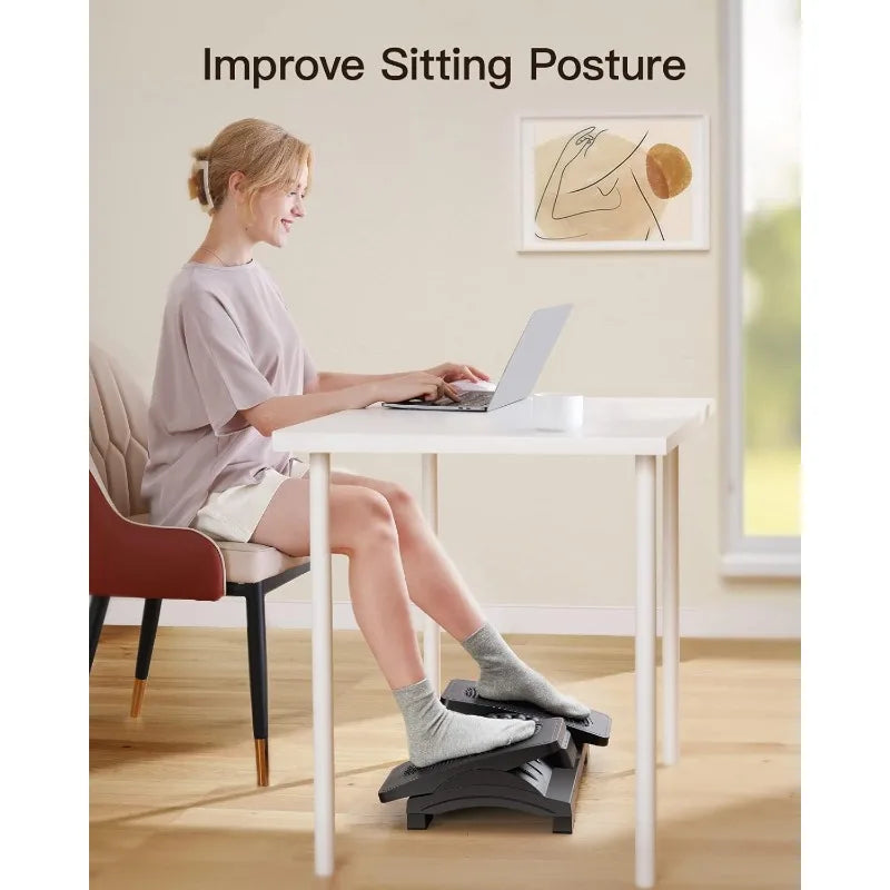 🦶 Adjustable Ergonomic Foot Rest Under Desk – Massage Texture & Roller Support for Office Work or Gaming