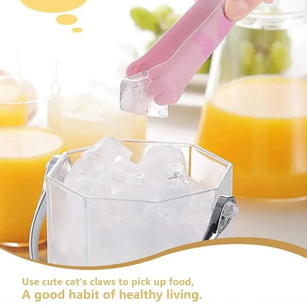 Japanese Cat Paw-Shape Stainless Steel Food Tongs – Cute Cartoon Meal & BBQ Clip