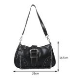 Women’s Crescent Armpit Bag – Solid Color Shoulder Bag with Chain Accent (Chic & Fashion Cool Style)