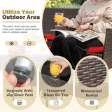 4-Piece Red Rattan Wicker Patio Chair Set – Outdoor & Indoor Furniture for Garden, Poolside, Balcony, and Porch