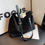 Women’s Suede Shoulder Crossbody Bag – Large-Capacity Vintage Tote Satchel with Adjustable Strap, Solid Color Casual Purse