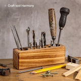 Rustic Solid Wood Desk Pen Holder – Stylish Retro Wooden Organizer for Pens & Accessories