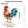 Colorful Acrylic Animal Figurines – 2D Flat Owl & Rooster Decorative Plaques with Base Stand | Modern Tabletop Décor