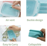 4-Pack Silicone Collapsible Lunch & Food Storage Boxes – Flat Stack Design with Lids, BPA-Free