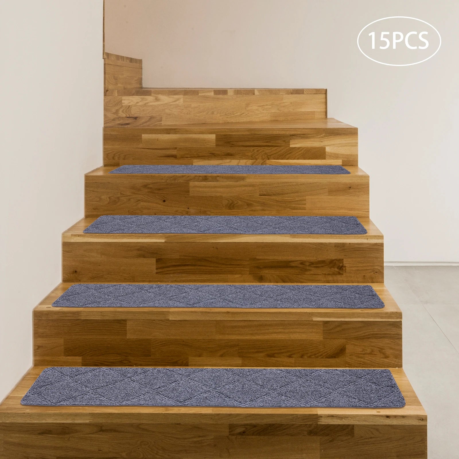 15-Pack Non-Slip Carpet Stair Treads – Washable Stair Runner Mats with Non-Skid Backing (8×30 Inches)