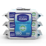 Plant-Based Flushable Wet Wipes – 3 Pack Aloe & Vitamin E Hypoallergenic, Eco-Friendly, Septic Safe & Toddler Friendly