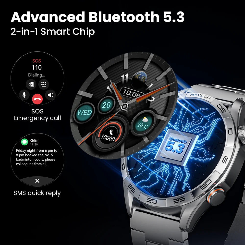 Haylou Solar 5 Smartwatch – 1.58” AMOLED Display, 60Hz Refresh Rate, Voice Calling, 24H Health Monitoring & Sports Fitness Watch for Men