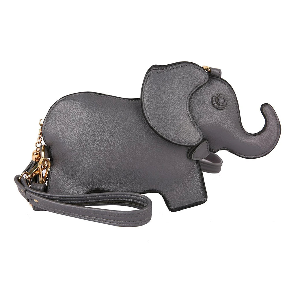 Women’s Retro Elephant Wristlet & Crossbody Bag – Solid Color Messenger Purse with Vintage Boho Style