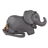Women’s Retro Elephant Wristlet & Crossbody Bag – Solid Color Messenger Purse with Vintage Boho Style