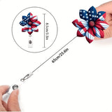 🇺🇸 4th of July Flower Badge Holder – Patriotic Retractable Badge Reel with Acrylic Design & Alligator Clip for ID Cards