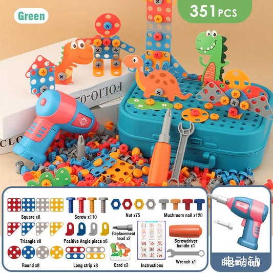 Montessori Pretend Play Electric Toolbox Toy – Nut & Bolt Assembly Set for Preschool Motor Skills Development