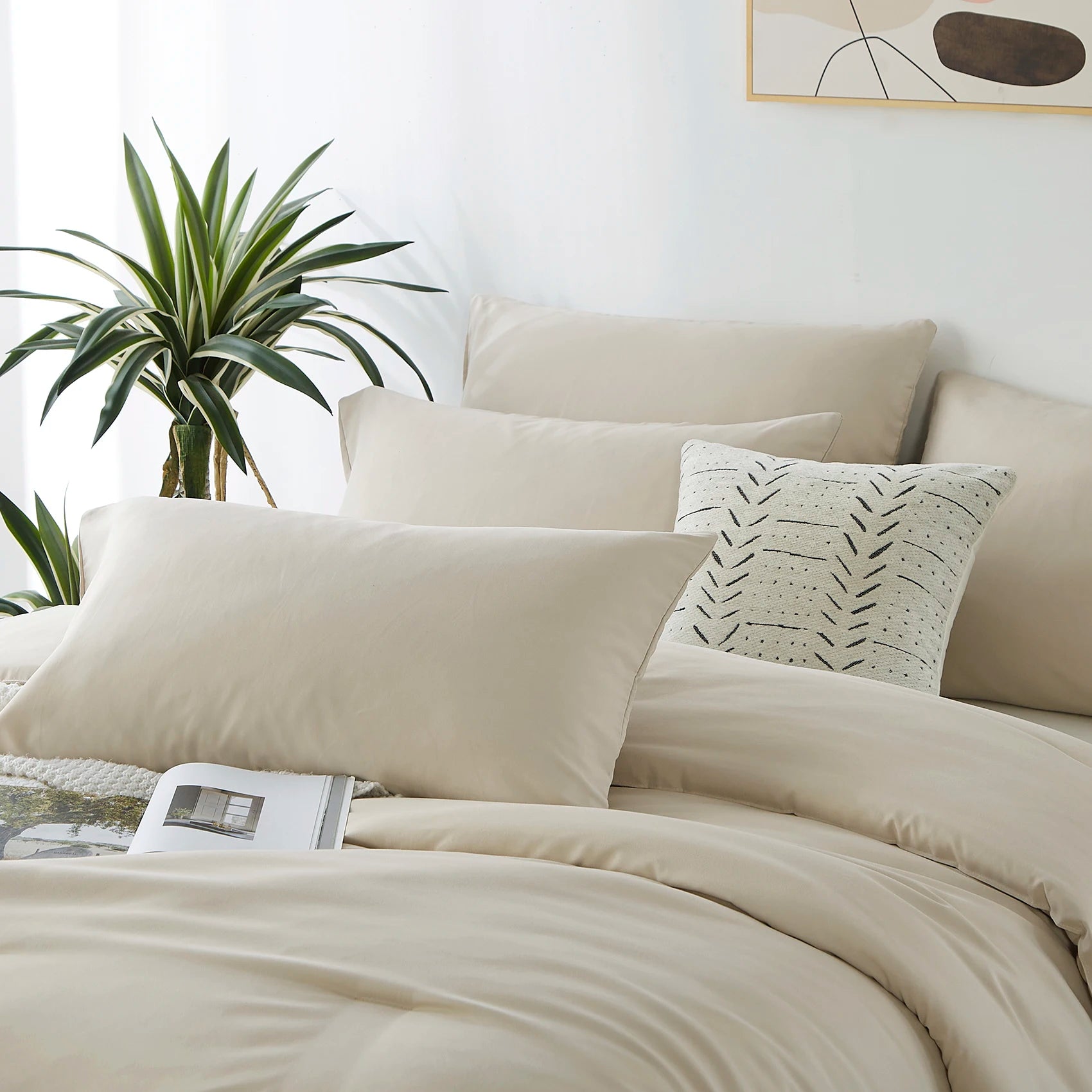 3-Piece Solid-Color All-Season Comforter Set – Ultra-Soft Breathable Bedding (1 Comforter + 1/2 Pillowcases)