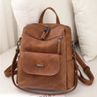 Waterproof PU Leather Backpack Purse for Women – Brown Casual Shoulder Handbag