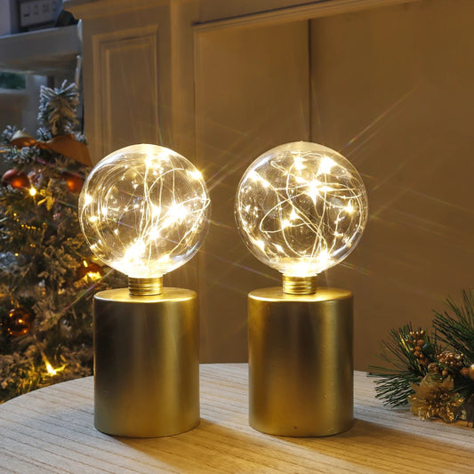2PCS Gold Table Lamps – Battery Powered Cordless Lighting for Living Room, Bedroom, Weddings & Home Décor