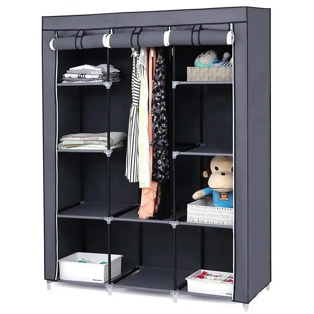 67″ Portable Closet Organizer – Wardrobe Storage Organizer with 10 Shelves, Quick & Easy to Assemble (Gray)