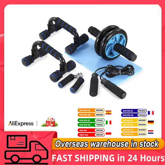 HealthyCore Ab Wheel 5-Piece Set – Multifunctional Indoor Fitness Bundle with Push-Up Stand & Accessories