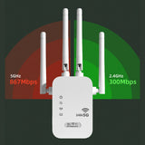 1200Mbps WiFi Extender – Dual-Band (2.4GHz/5GHz) Signal Booster with WAN/LAN Port & Amplifier for Home & Small Office
