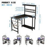 42″ L-Shaped Gaming Desk – Reversible Corner Computer Desk with Power Outlets, LED Lights, 3-Tier Shelves & Cup Holder