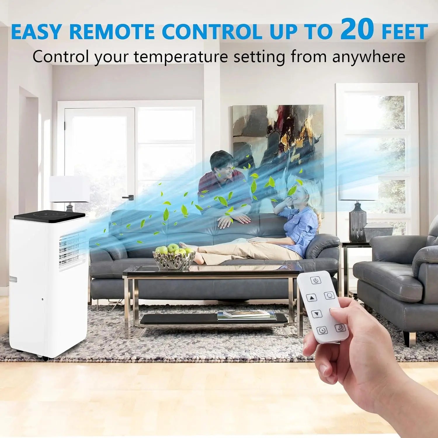 8000 BTU Portable Air Conditioner with Dehumidifier & Remote Control – Compact AC for Bedroom & Medium Rooms up to 350 sq ft