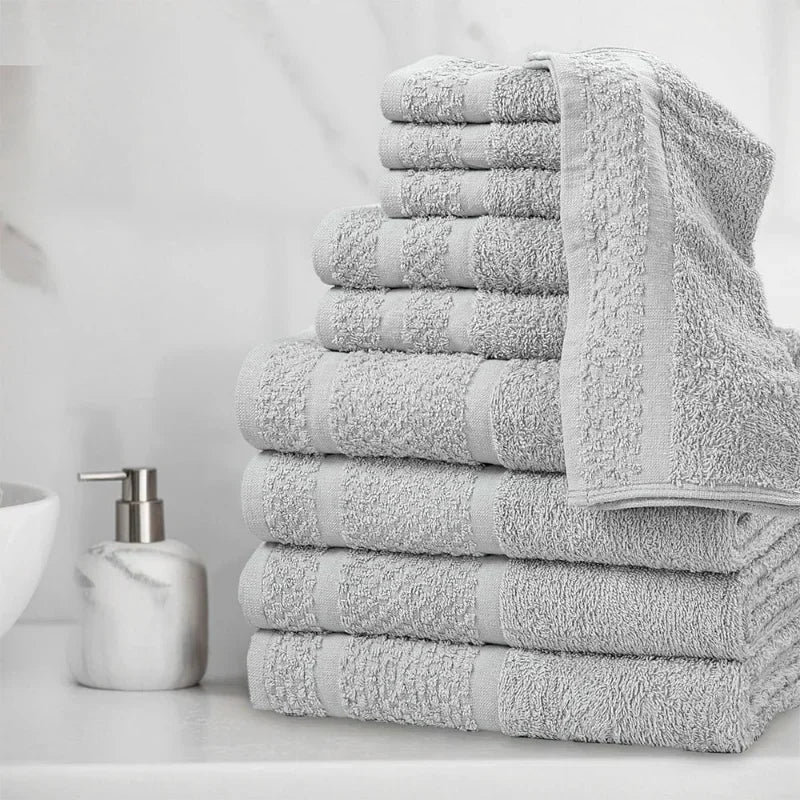 10-Piece Grey Towel Set – Ultra Soft, Durable & Absorbent Bath Towels for Home, Spa & Travel 🛁✨