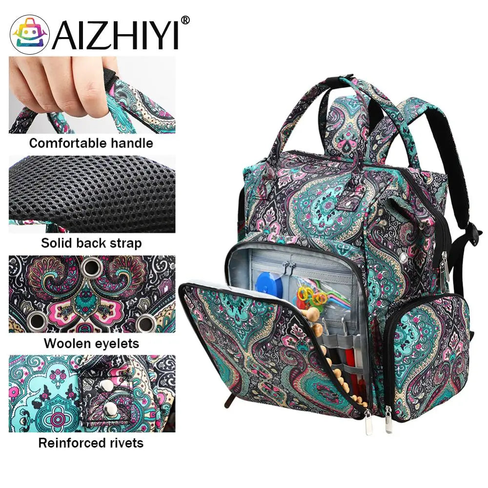 Portable Knitting & Crochet Yarn Organizer Bag – Large-Capacity Craft Storage | Lightweight Sewing & Hook Travel Bag with USB Feature