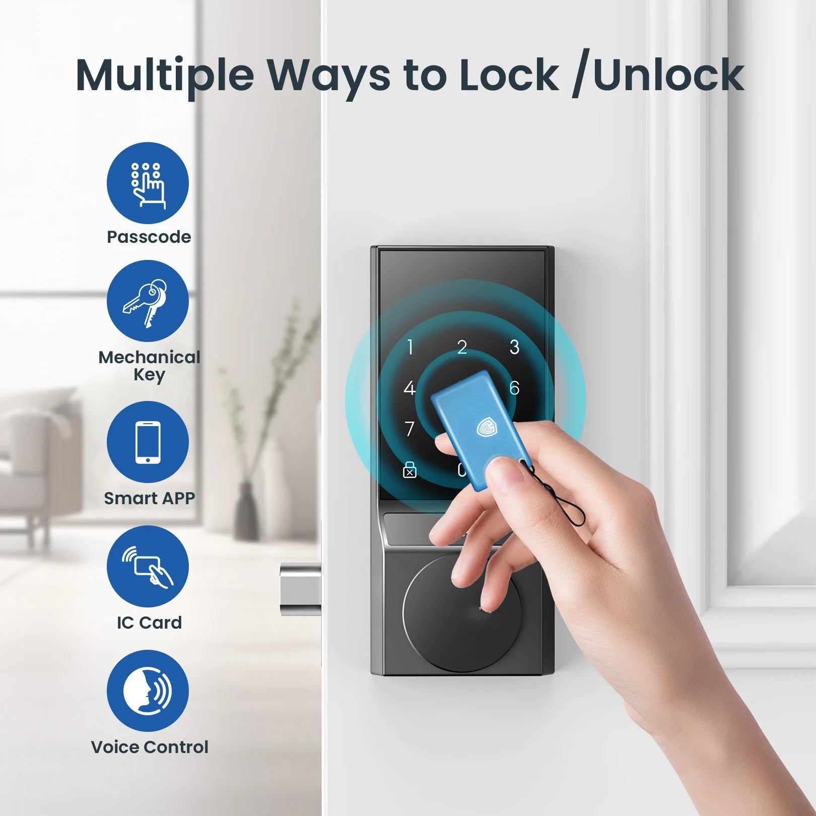 Smart Door Lock with Doorbell – Keyless Bluetooth Deadbolt, Auto Lock, APP Control for Secure Front Door Access 🔒📱
