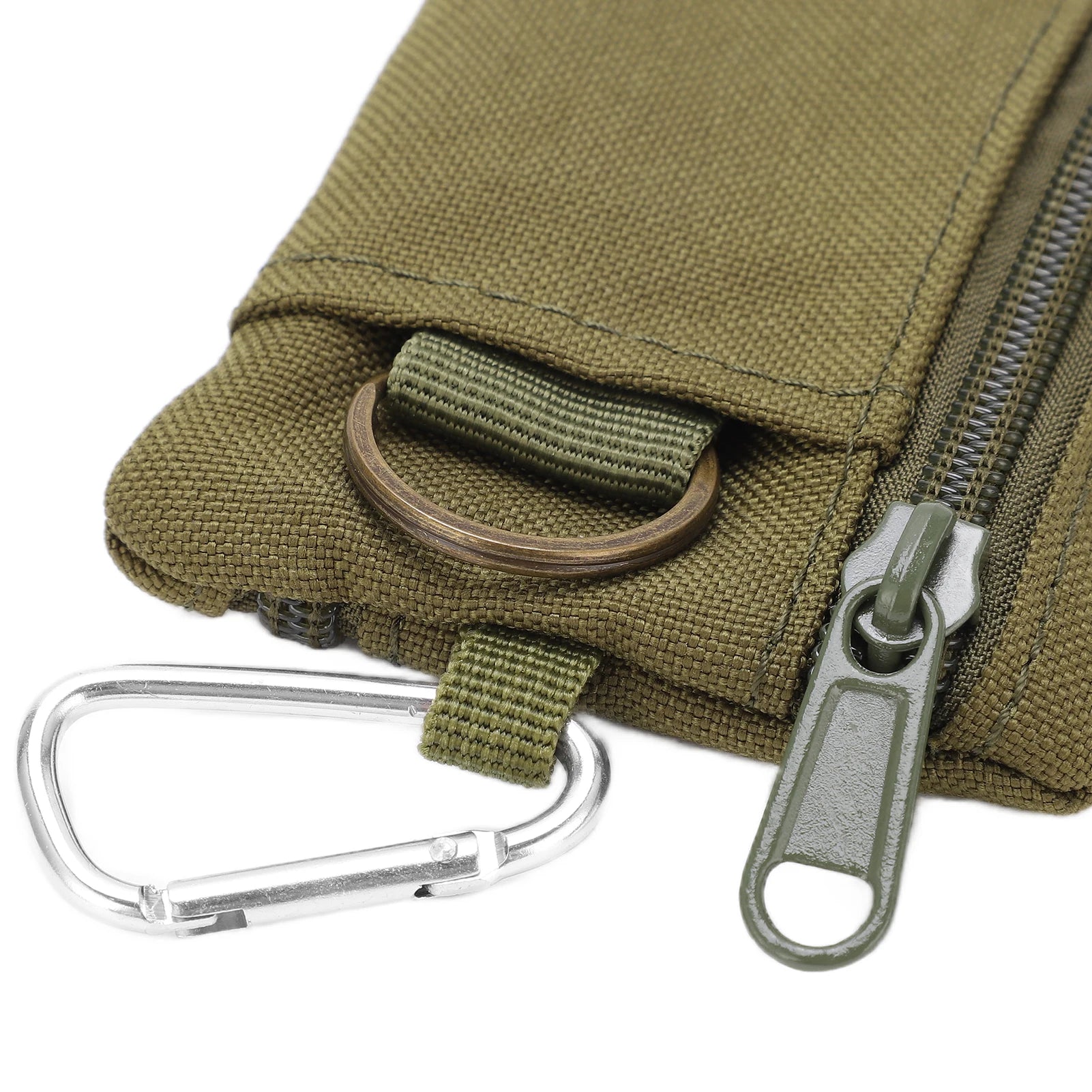 Mini Outdoor MOLLE Pouch – Nylon Zipper EDC Pocket Wallet with Carabiner for Keys, Cards & Essentials