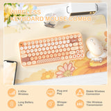 Attack Shark 308i Wireless Keyboard and Mouse Set – Color Gradient Retro Typewriter Style with Cute Round Keycaps