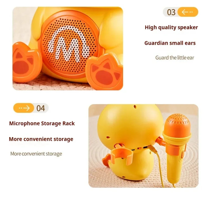 Children’s Duck Microphone – Baby Karaoke Singing Machine with Lights, Cartoon Speaker & Educational Music Toy for Kids