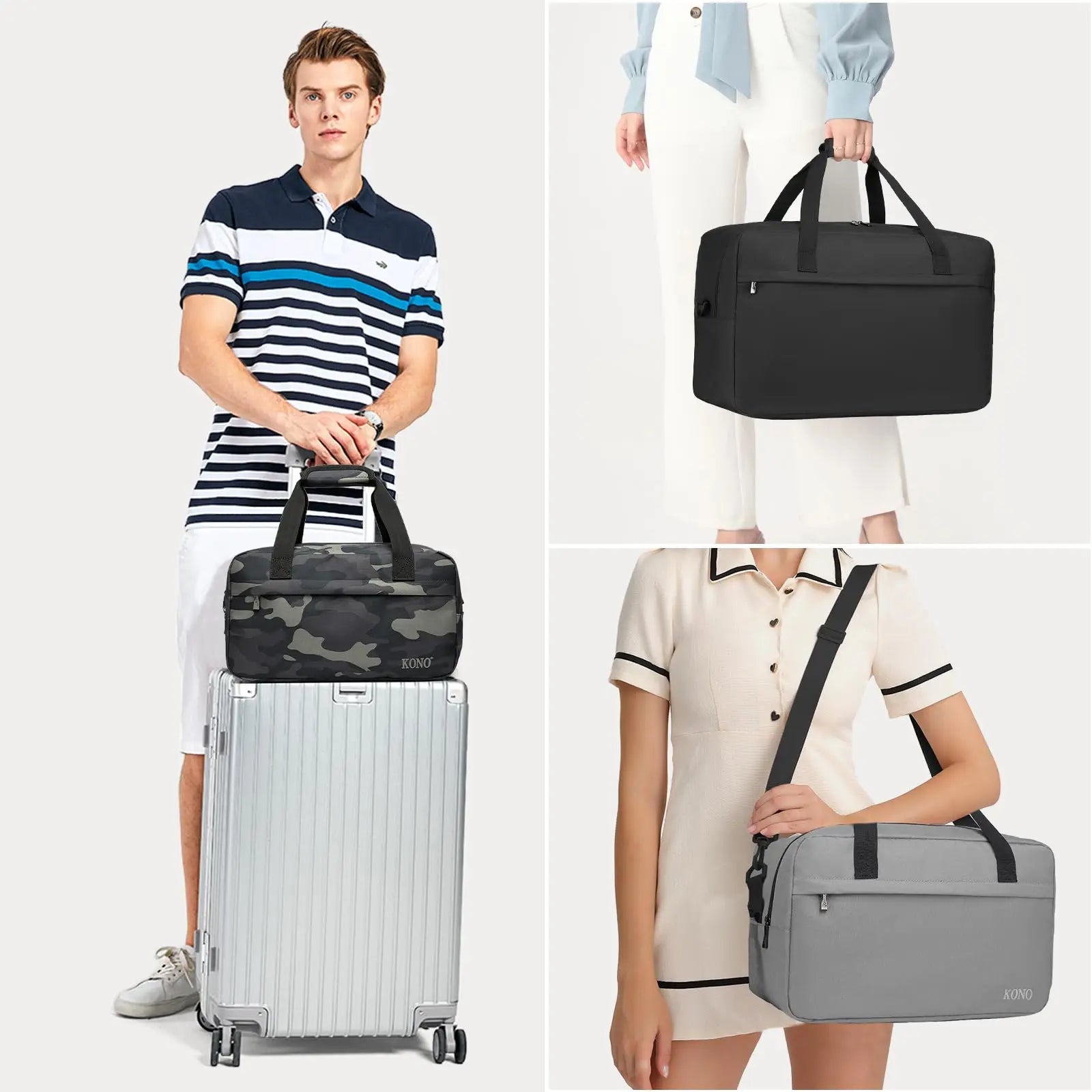 KONO 35×20×20 cabin bag – Ryanair under-seat 14L carry-on duffel, unisex hand luggage for travel, flights & sports